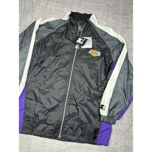 Los Angel Lageles Jacket Mens XL Black Starter Vtg 90s Full Zip Colour Block Nba